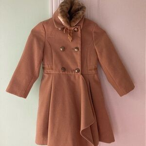 Girls Monsoon Fur Collar Waterfall Coat Size 5-6